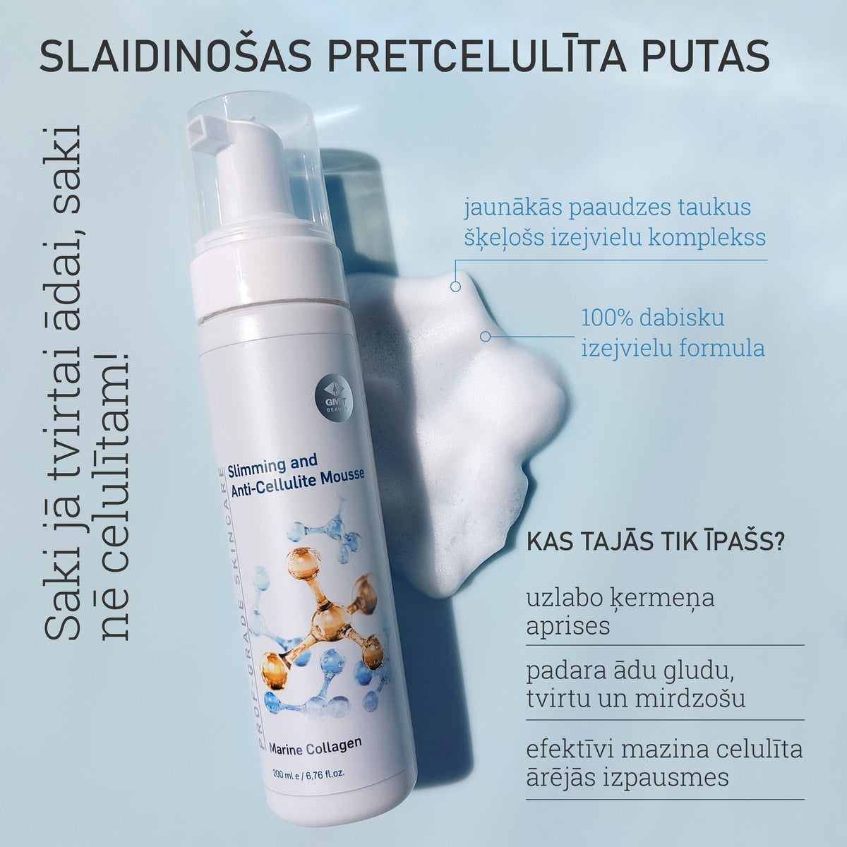 Slaidinošas pretcelulīta putas (Slimming and anti-cellulite mousse), 200ml